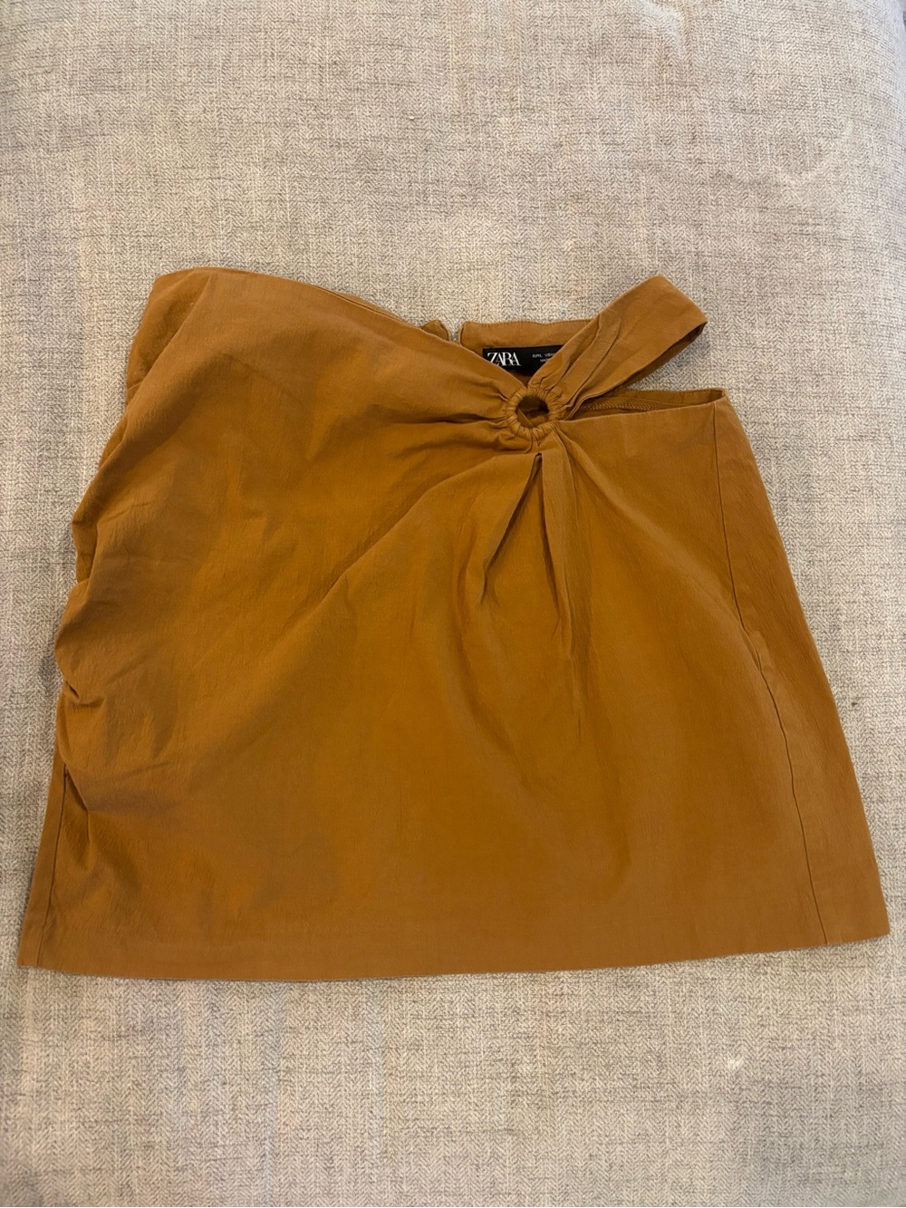 Zara Mustard Yellow Ring-Accent Mini Skirt